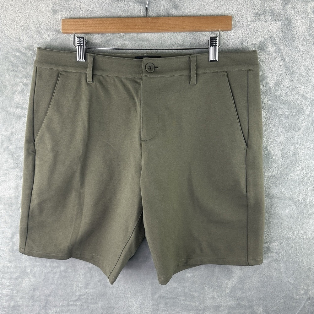 PAIGE Mens Shorts Size 34 Olive Green Stretch Casual Flat Front Chino